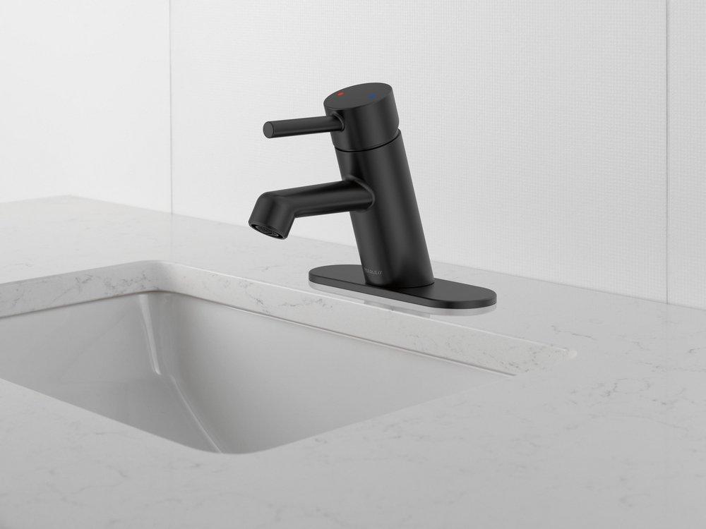 Single Handle Monoblock Bathroom Sink Faucet in Matte Black 