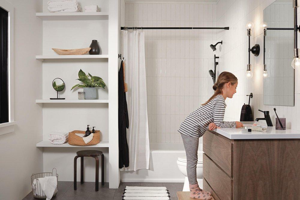 Single Handle Monoblock Bathroom Sink Faucet in Matte Black 