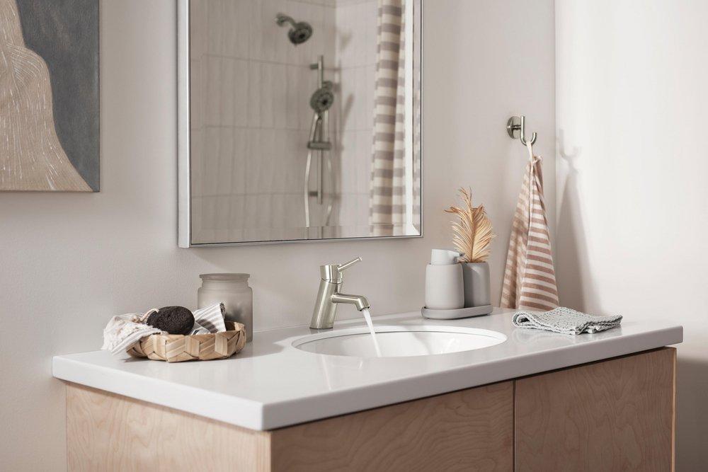 Peerless® Brushed Nickel Single Handle Monoblock Bathroom Sink Faucet 