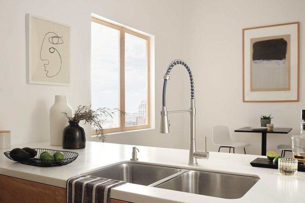 Peerless&reg; Stainless Single Handle Deck Mount Faucet 