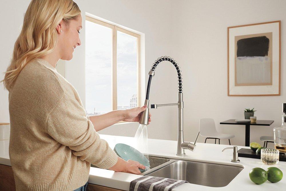 Peerless&reg; Stainless Single Handle Deck Mount Faucet 