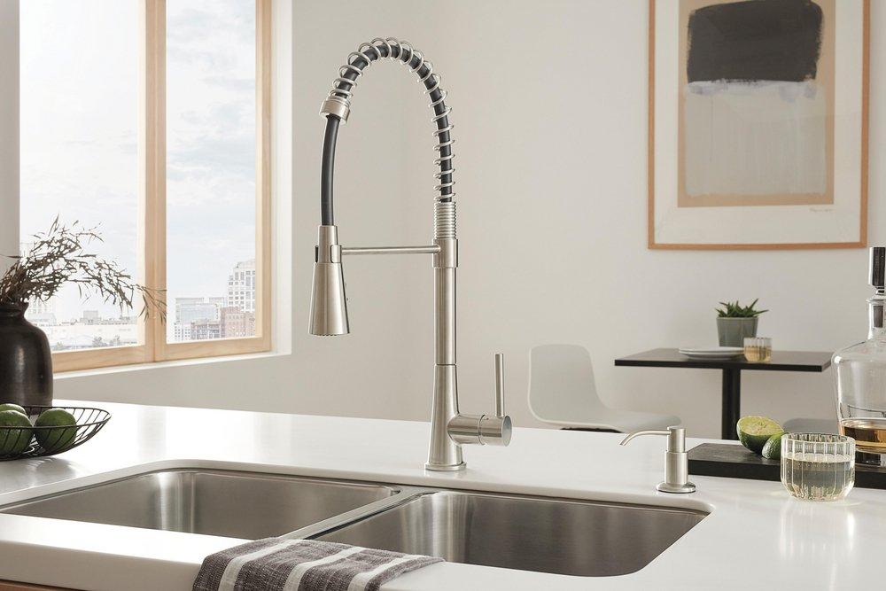 Peerless&reg; Stainless Single Handle Deck Mount Faucet 