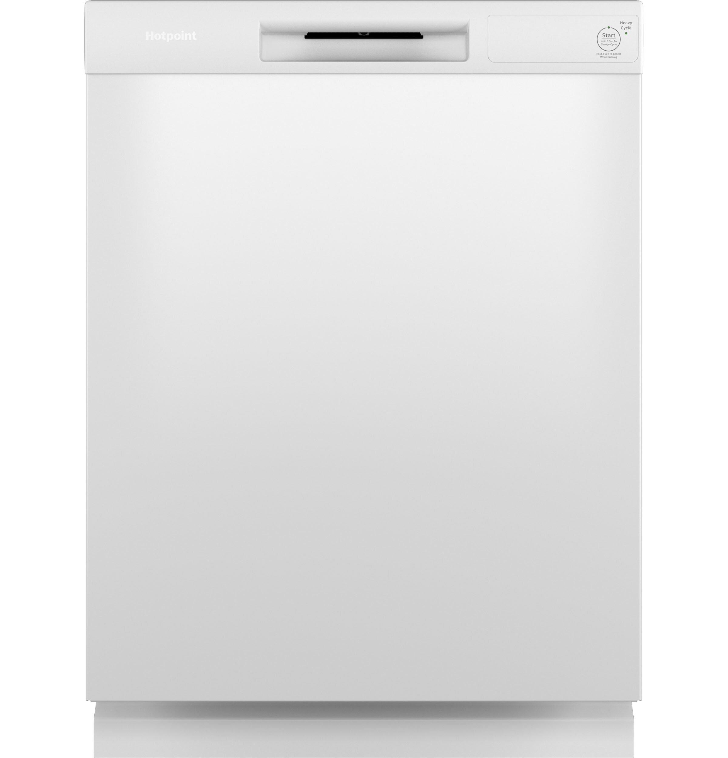 GE Hotpoint White 23-3/4 in. One Button Dishwasher with Plastic Interior 