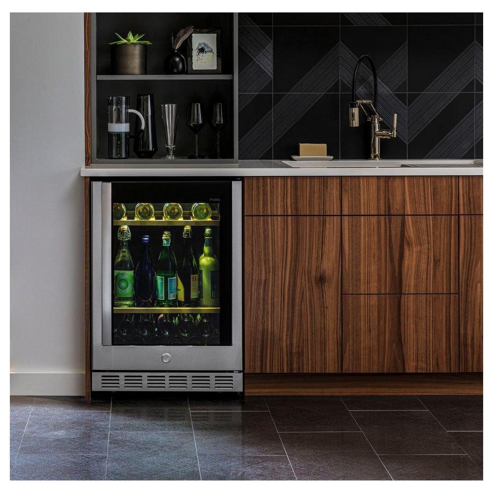 GE Profile&trade; Stainless Steel 23-1/2 in. 5.1 cu. ft. Beverage Centers and Compact 