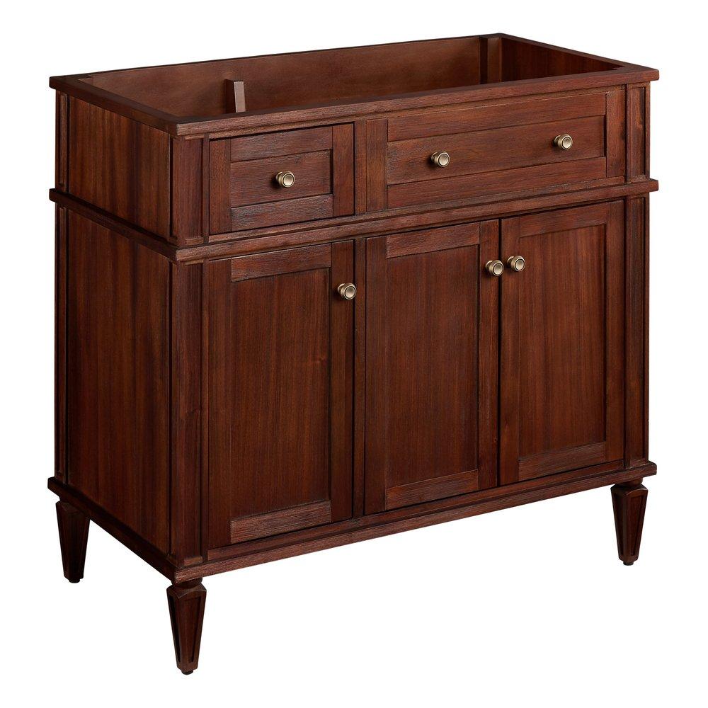 Signature Hardware Antique Brown 36-1/8 in. Floor Mount Vanity 