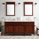 72 in. Floor Mount Vanity in Antique Brown with Feathered White Quartz