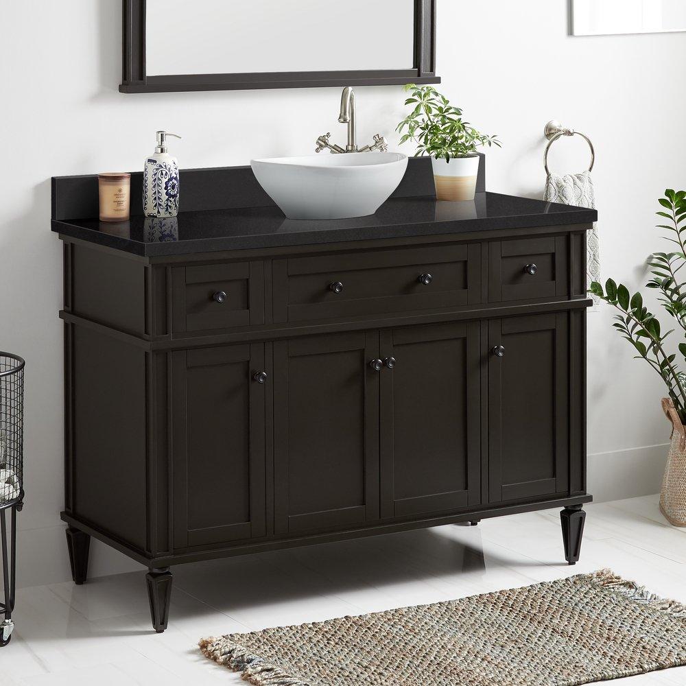 Signature Hardware Elmdale 48 in. Floor Mount Vanity in Charcoal