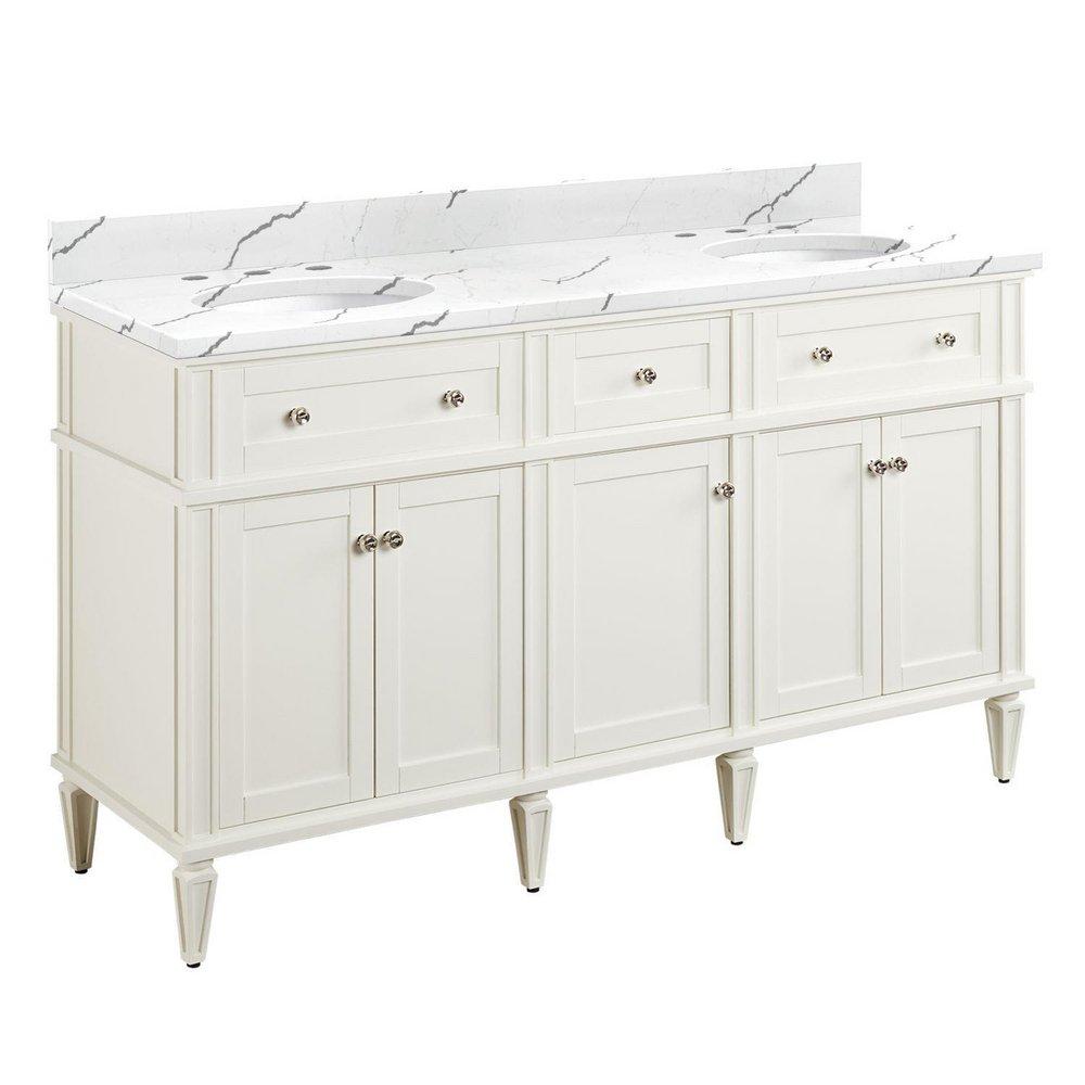 Signature Hardware White 60-1/8 in. Floor Mount Vanity 