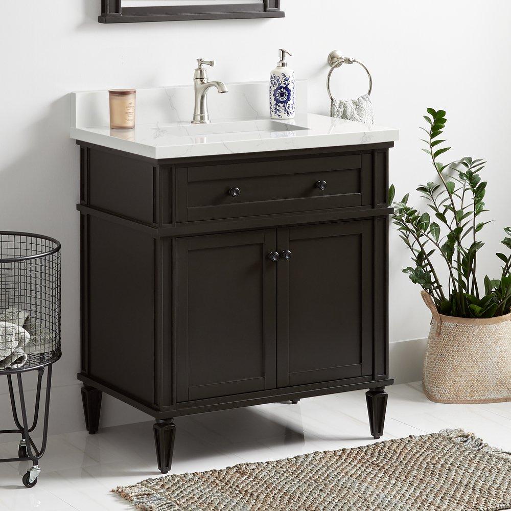 Signature Hardware Charcoal Black 30 in. Floor Mount Vanity 