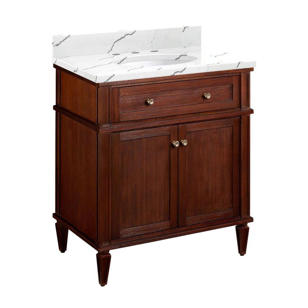Signature Hardware Antique Brown 30 in. Floor Mount Vanity 