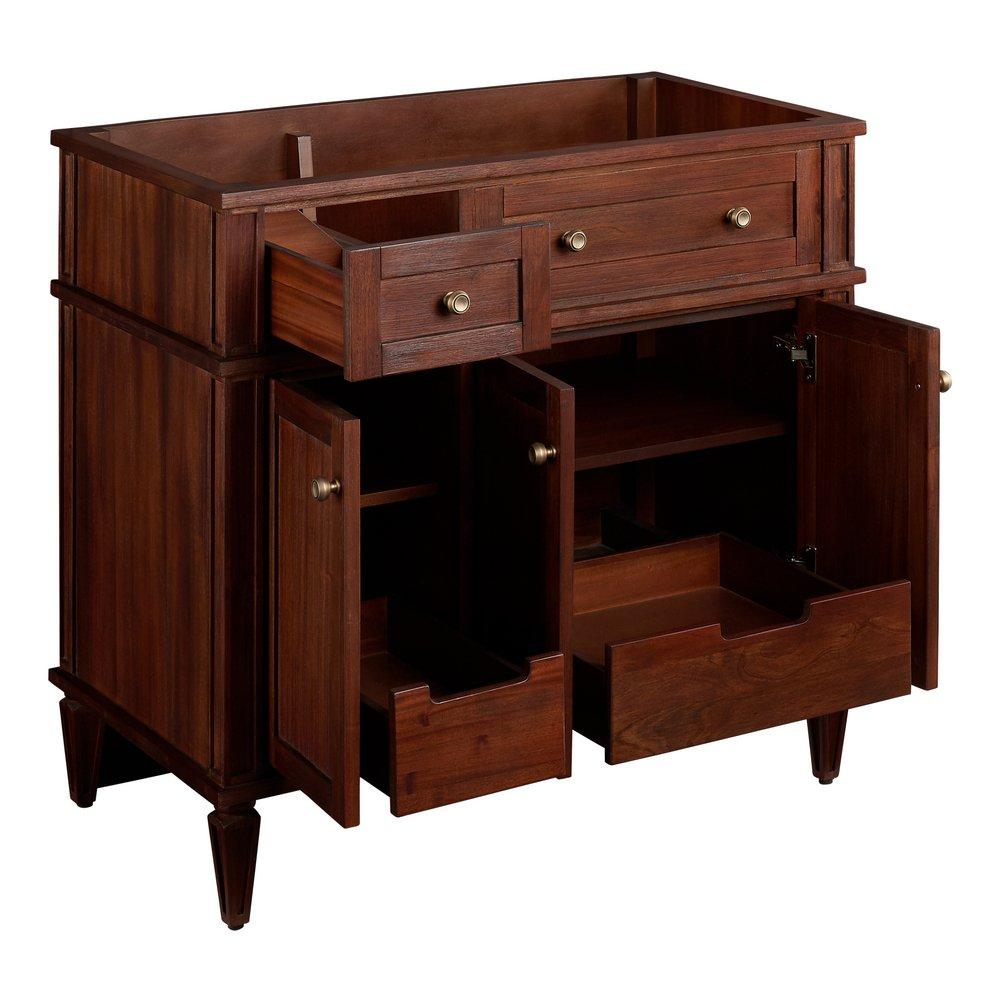 Signature Hardware Antique Brown 36-1/8 in. Floor Mount Vanity 