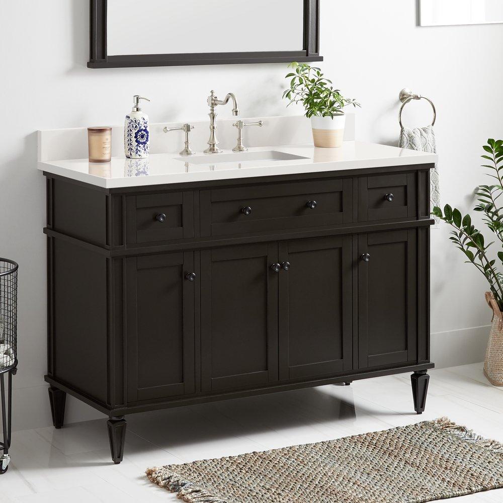 Signature Hardware Charcoal Black 48-1/8 in. Floor Mount Vanity 