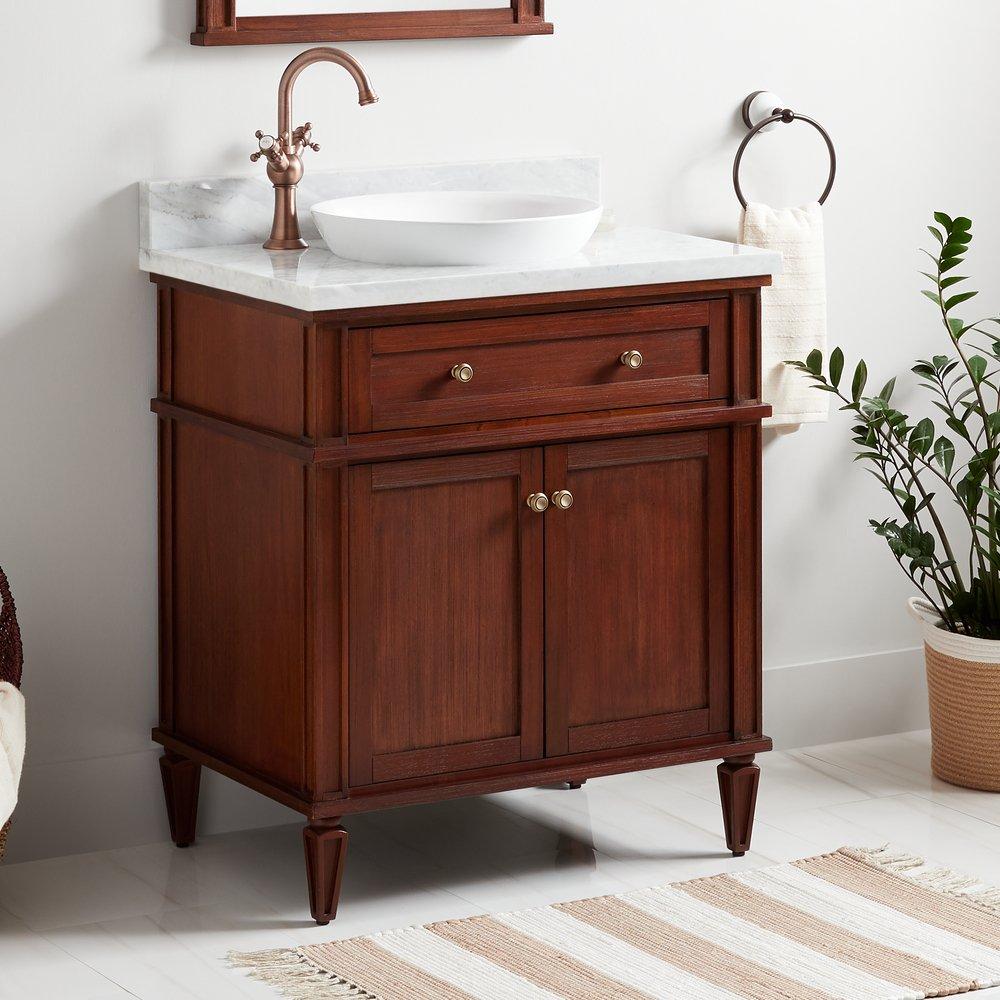 Signature Hardware Antique Brown 30 in. Floor Mount Vanity 