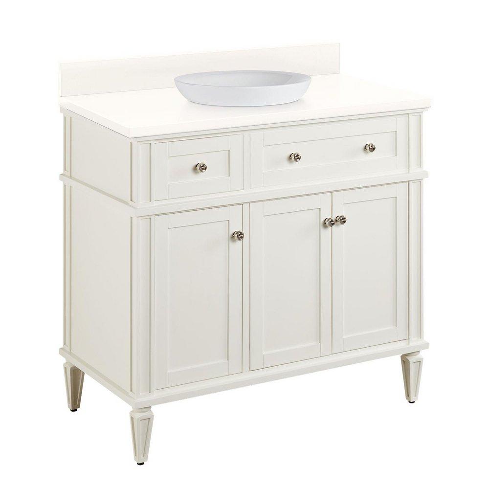 Signature Hardware White 36-1/8 in. Floor Mount Vanity 