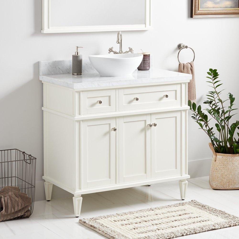 Signature Hardware White 36-1/8 in. Floor Mount Vanity 