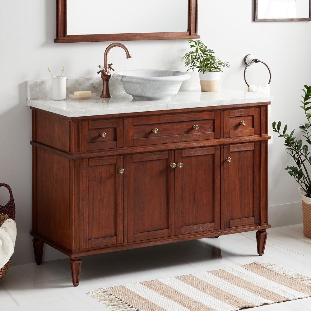 Signature Hardware Antique Brown 48-1/8 in. Floor Mount Vanity 