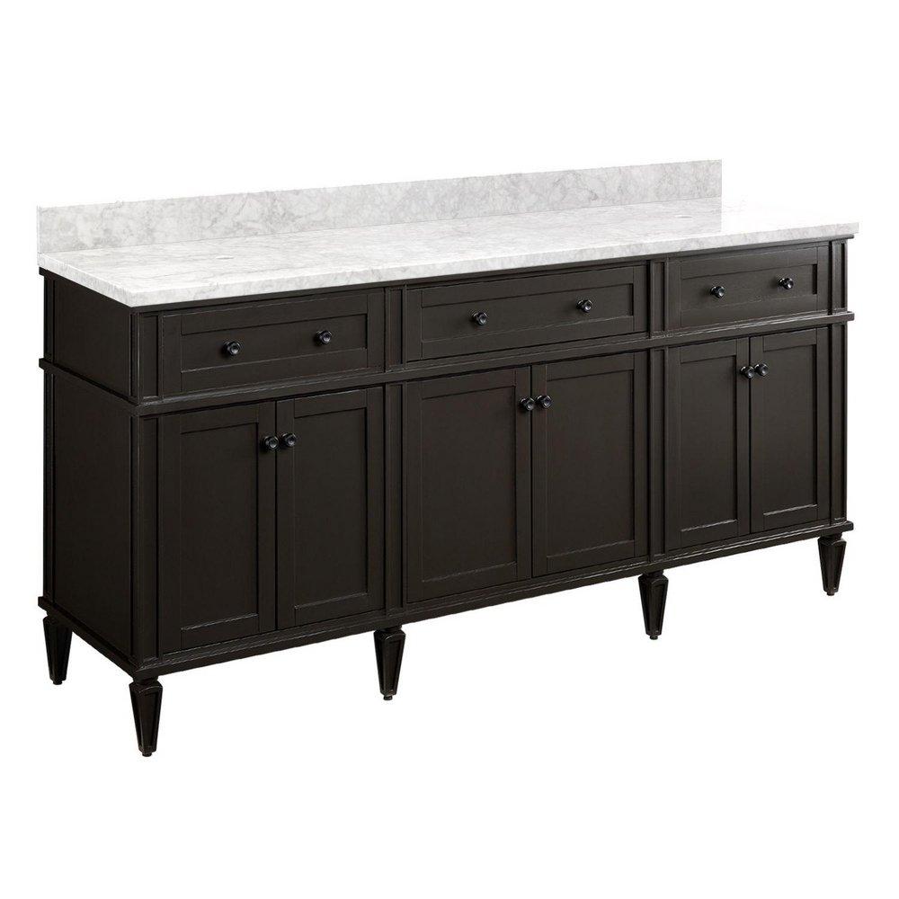Signature Hardware Charcoal Black 72-1/8 in. Floor Mount Vanity 