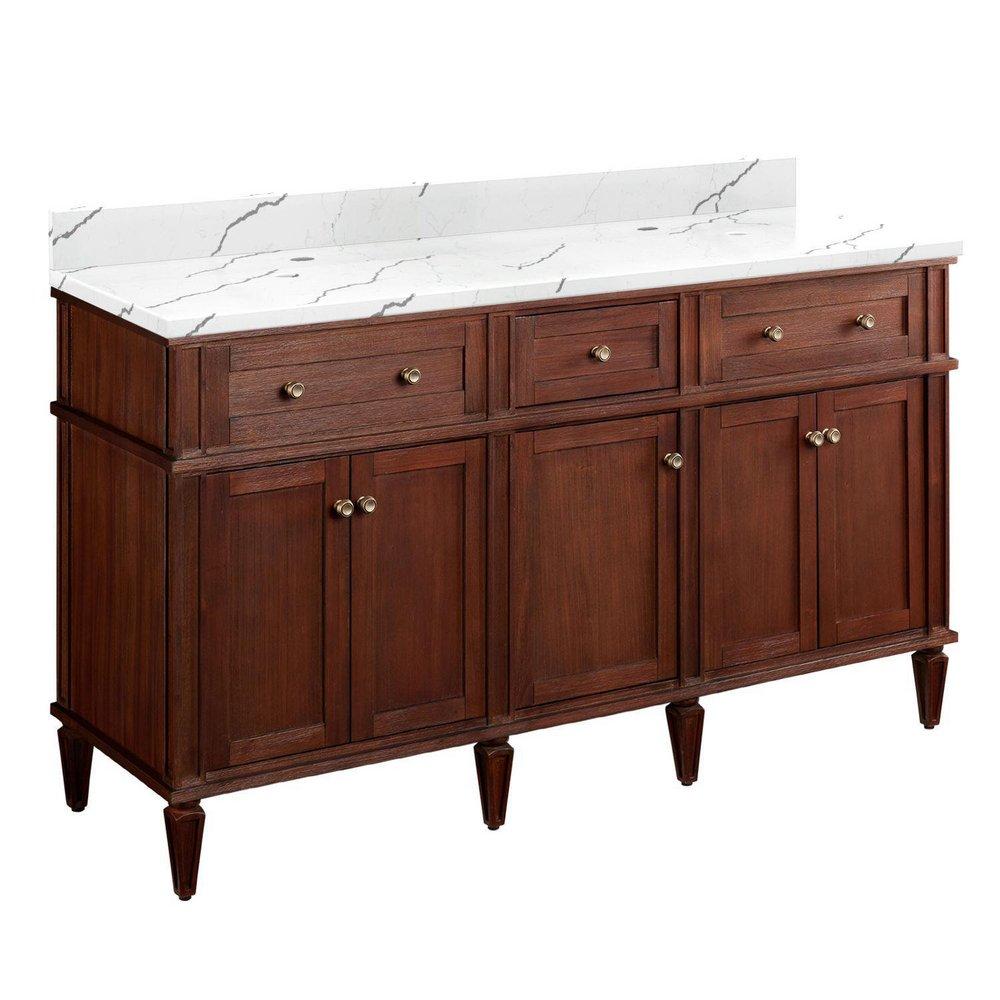 Signature Hardware Antique Brown 60-1/8 in. Floor Mount Vanity 