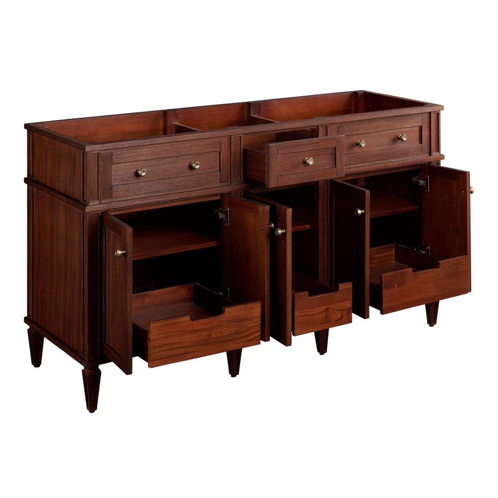 Signature Hardware Antique Brown 60-1/8 in. Floor Mount Vanity 