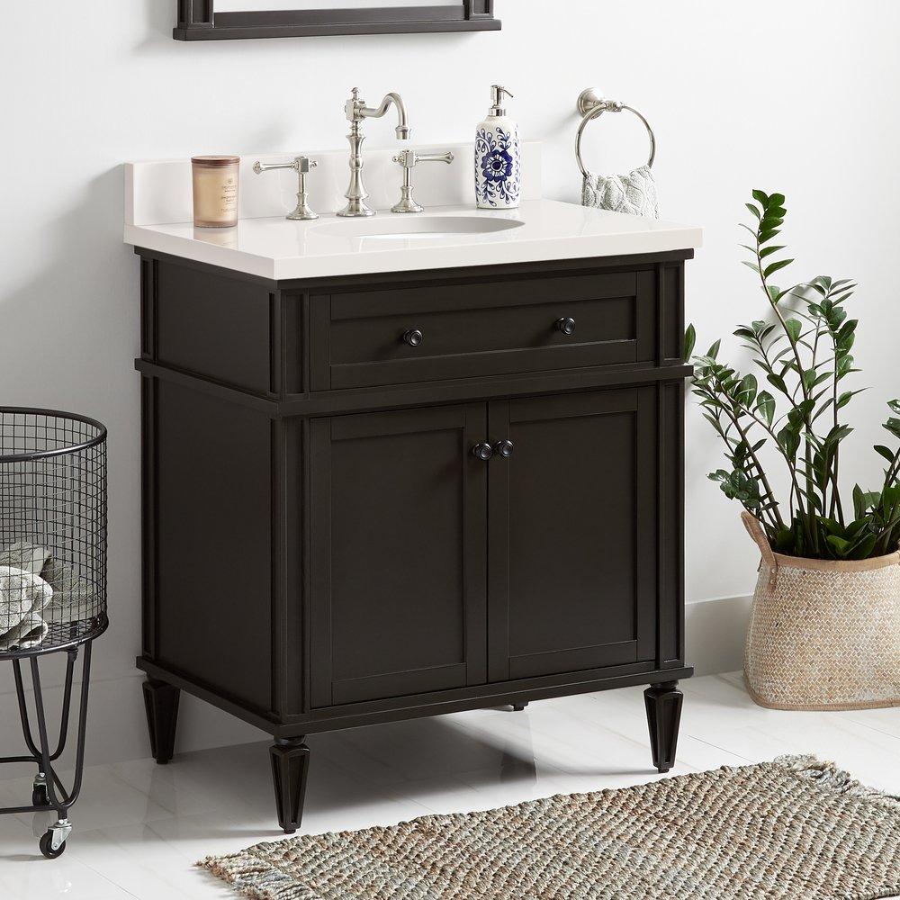 Signature Hardware Charcoal Black 30 in. Floor Mount Vanity 