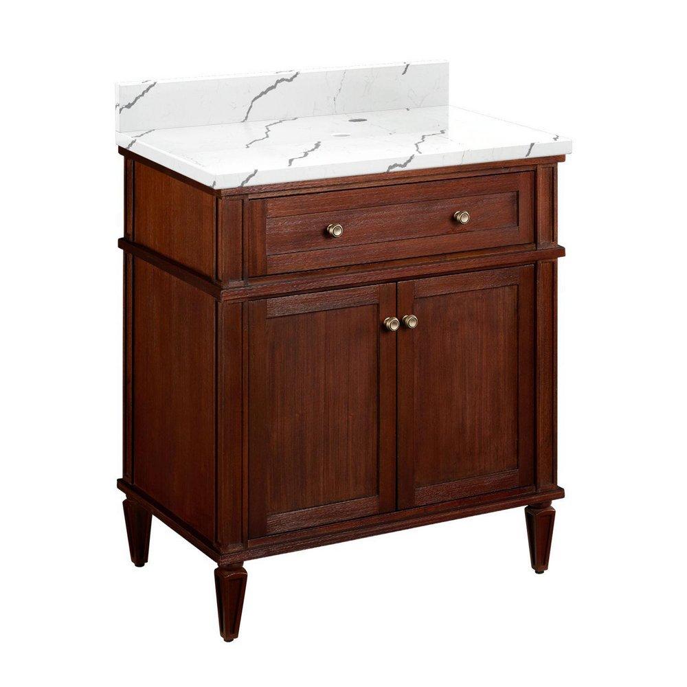 Signature Hardware Antique Brown 30 in. Floor Mount Vanity 