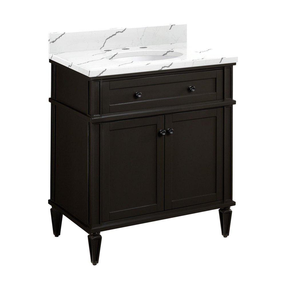 Signature Hardware Charcoal Black 30 in. Floor Mount Vanity 