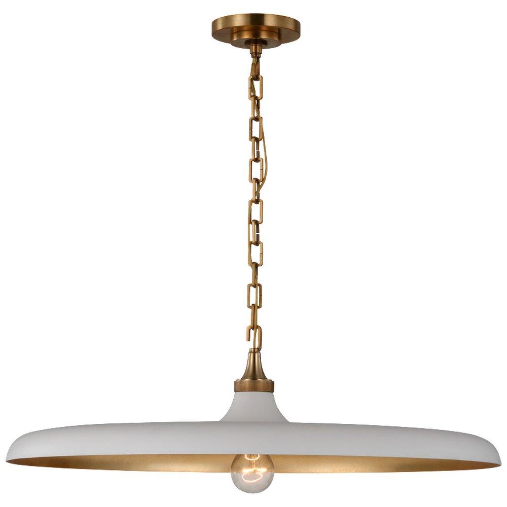 Visual Comfort & Co. Signature Hand-Rubbed Antique Brass/Plaster White 15W 1-Light Medium E-26 Pendant Light 