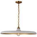 15W 1-Light Medium E-26 Pendant Light in Hand-Rubbed Antique Brass with Plaster White