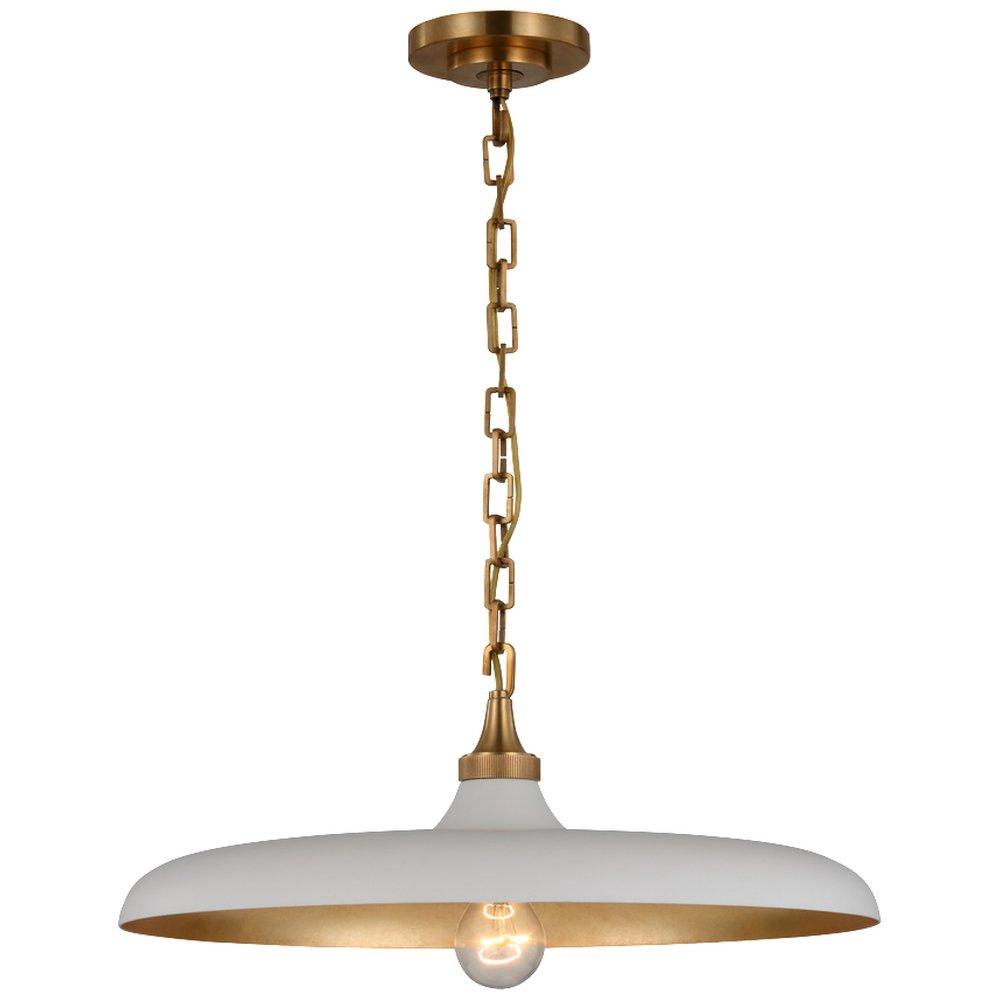 Visual Comfort & Co. Signature Hand-Rubbed Antique Brass/Plaster White 15W 1-Light Medium E-26 Pendant Light 