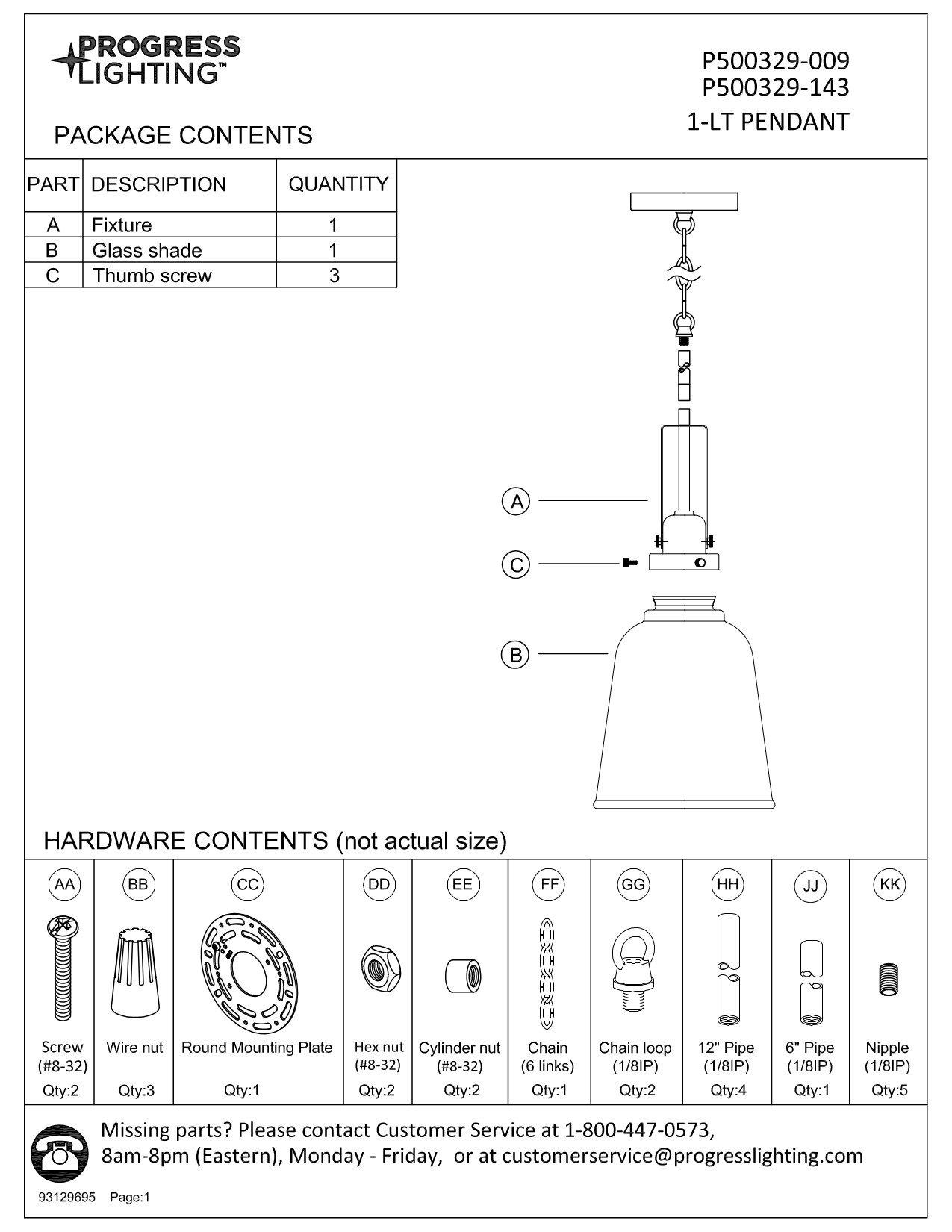 *CVR* RUSHTON 1-LIGHT GRAPHITE CLEA 