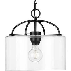 60W 1-Light Medium E-26 Incandescent Pendant Light in Matte Black