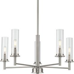 75-1/2 in. 60W 5-Light 1-Tier Incandescent Chandelier in Brushed Nickel