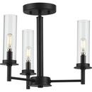 60W 3-Light Semi-Flush Mount Ceiling Fixture with Candelabra E-12 Base in Matte Black