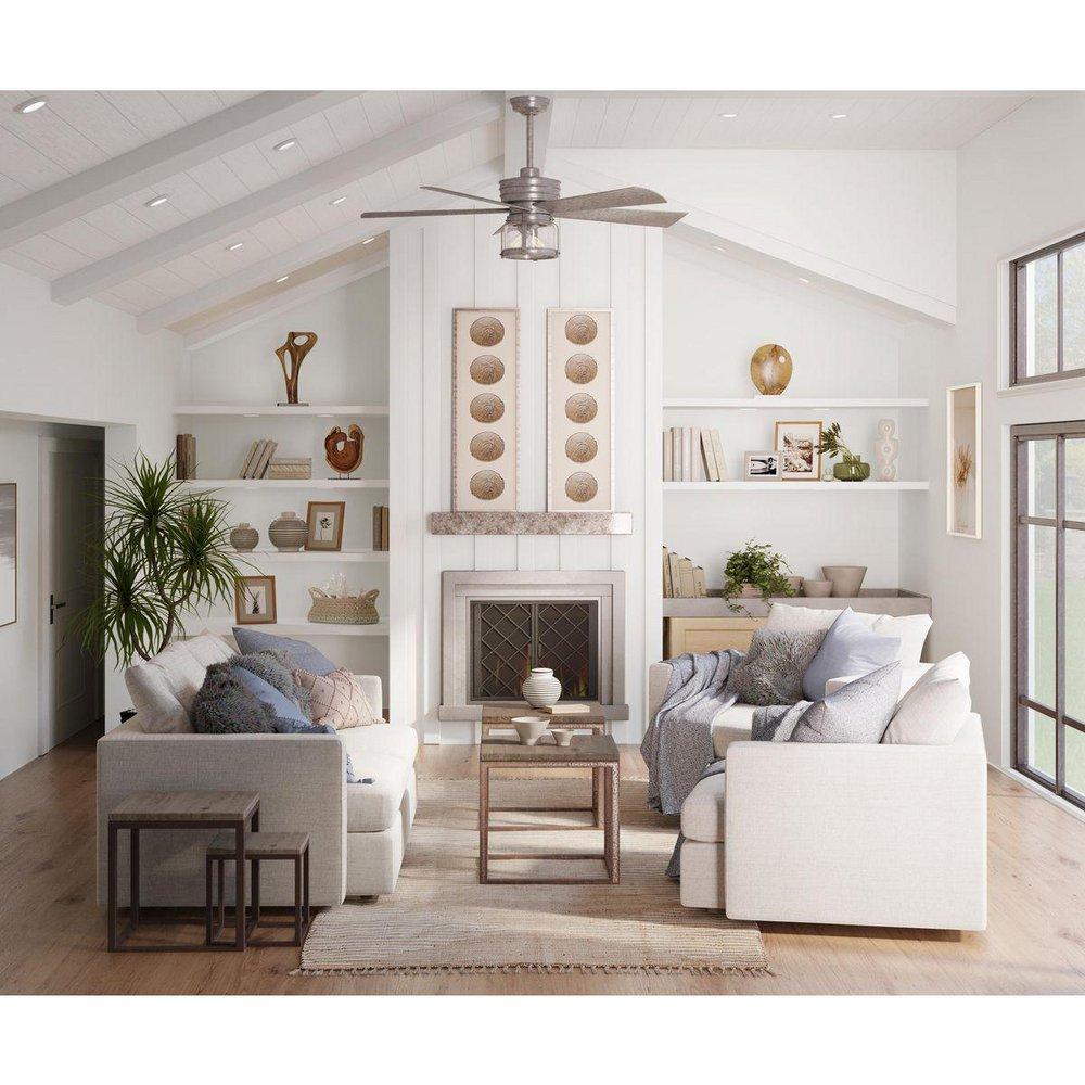 Progress Lighting Galvanized 56 in. 5-Blade Indoor or Outdoor Ceiling Fan 