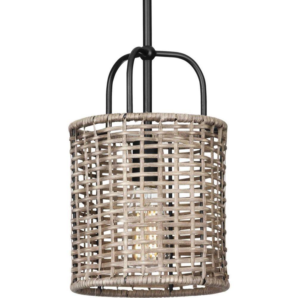 Progress Lighting Matte Black 60W 1-Light Medium E-26 Incandescent Pendant Light 