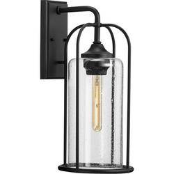 60W 1-Light 19-3/8 in. Outdoor Wall Sconce in Textured Black