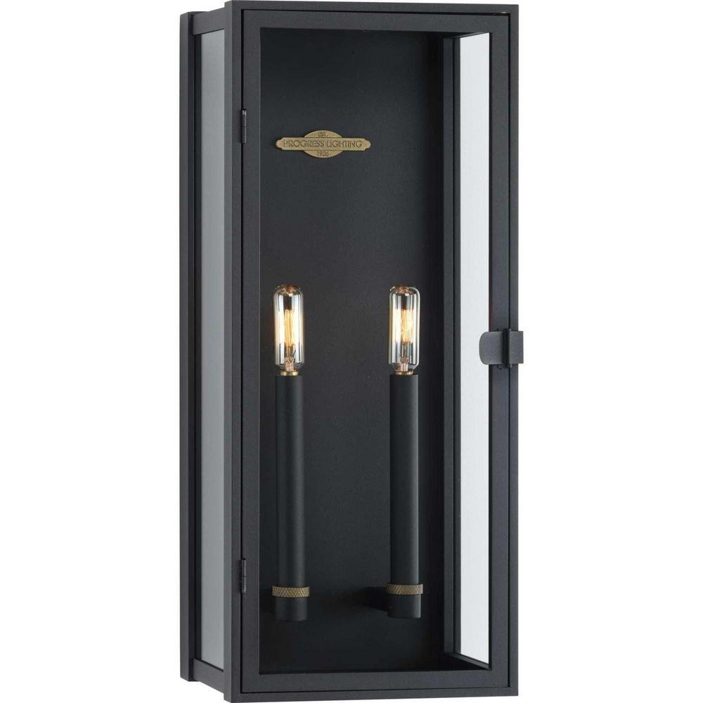 120W 2 Lights E12 Base Outdoor Wall Lantern in Textured Black 