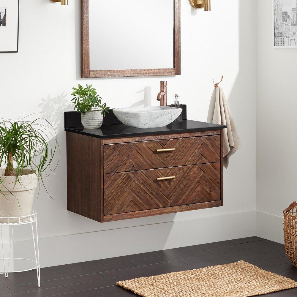 Signature Hardware Russet Brown 36 in. Wall Mount Vanity 