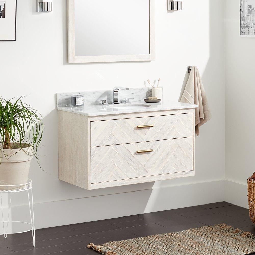 Signature Hardware Whitewash 36 in. Wall Mount Vanity 