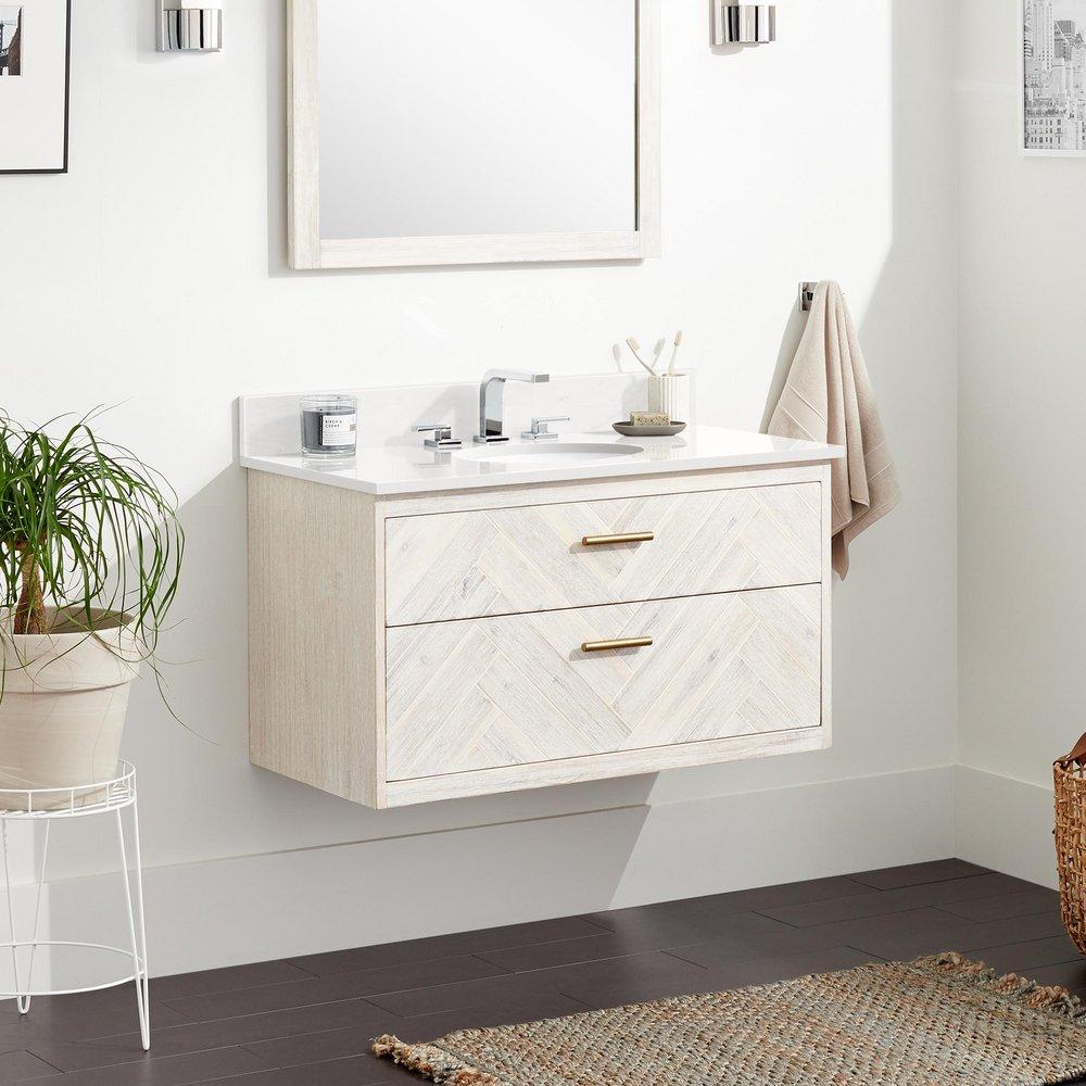 Signature Hardware Whitewash 36 in. Wall Mount Vanity 