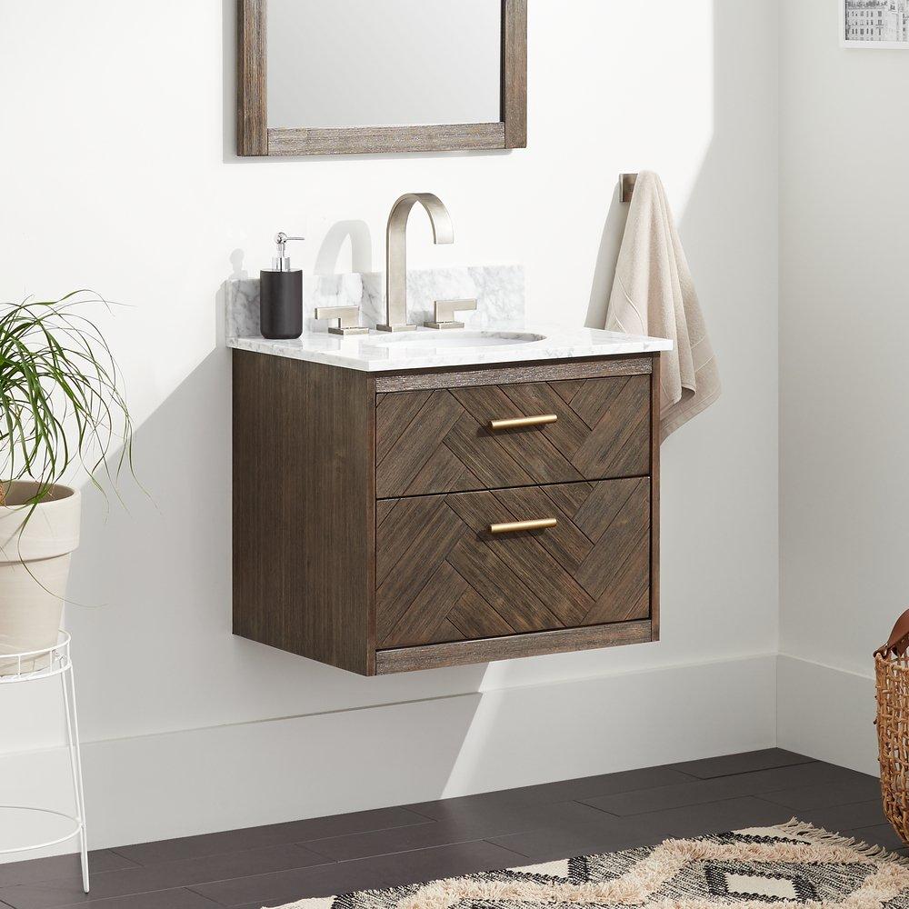 Signature Hardware Grey Wash 24 in. Wall Mount Vanity 