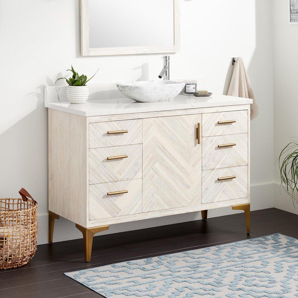 Signature Hardware Whitewash 48 in. Floor Mount Vanity 