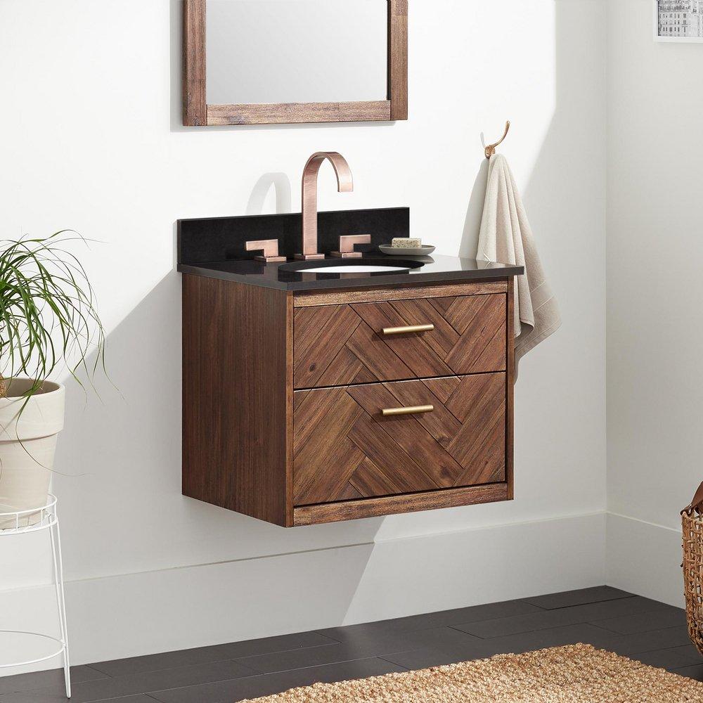 Signature Hardware Russet Brown 24 in. Wall Mount Vanity 