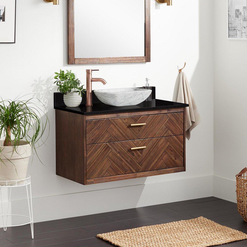 Signature Hardware Russet Brown 36 in. Wall Mount Vanity 