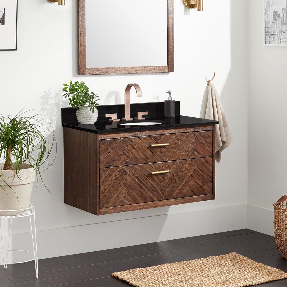 Signature Hardware Russet Brown 36 in. Wall Mount Vanity 