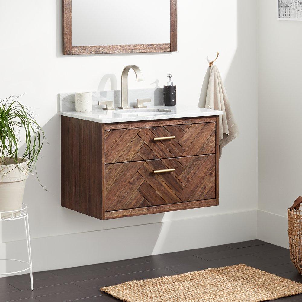 Signature Hardware Russet Brown 30 in. Wall Mount Vanity 