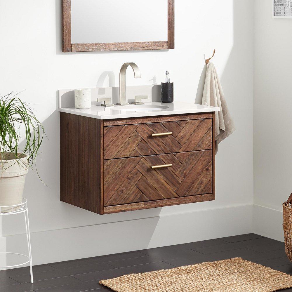 Signature Hardware Russet Brown 30 in. Wall Mount Vanity 