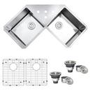 Ruvati 43-3/4 x 23 in. 4 Hole Stainless Steel 2 Bowl Undermount Kitchen Sink 