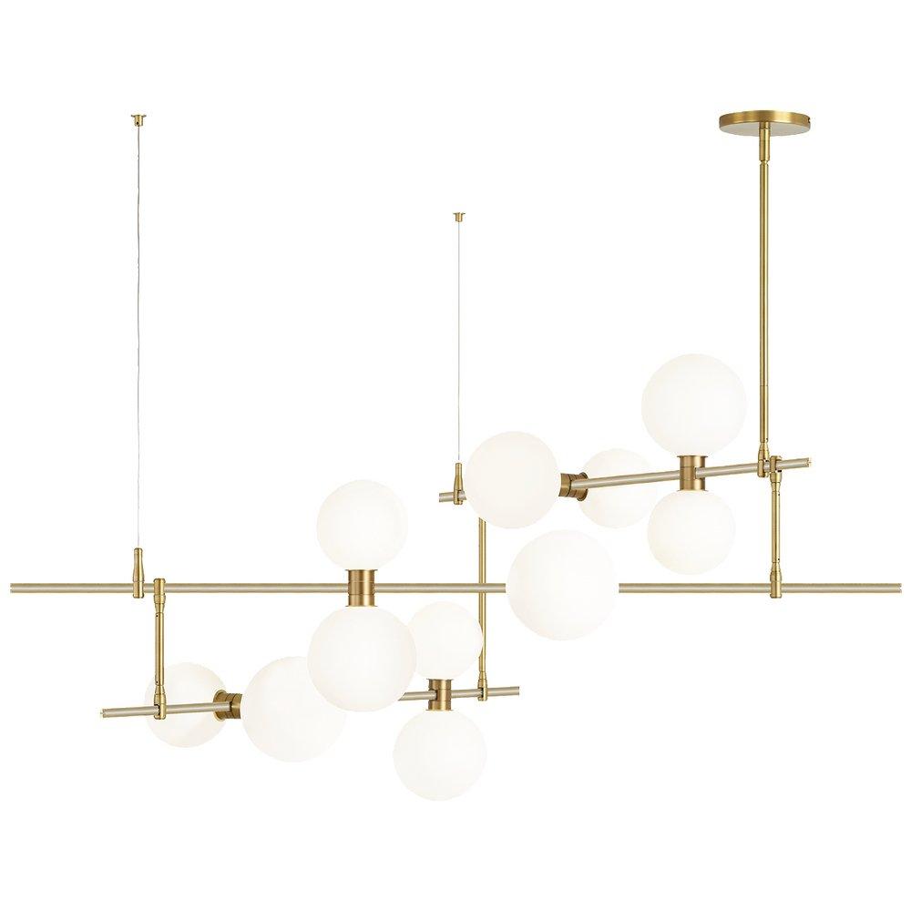 Visual Comfort & Co. Modern Aged Brass 12-9/10 x 48 in. 70.1W 1-Tier 12-Light Integrated LED Classic, Contemporary, Mid-century and Modern Chandelier 
