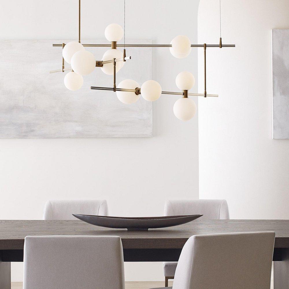 Visual Comfort & Co. Modern Aged Brass 12-9/10 x 48 in. 70.1W 1-Tier 12-Light Integrated LED Classic, Contemporary, Mid-century and Modern Chandelier 